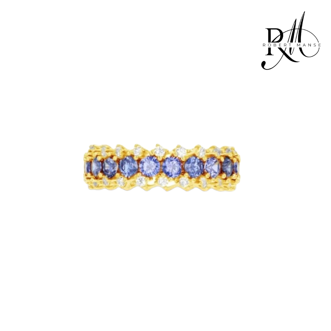 CZ RoManse Pavé Sterling Silver & Gold Plated Eternity Band Ring