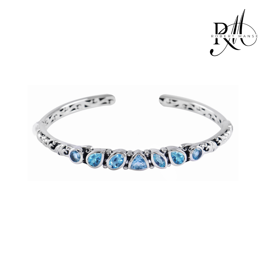 Gem RoManse Gemstone Sterling Silver Hinge Cuff Bracelets