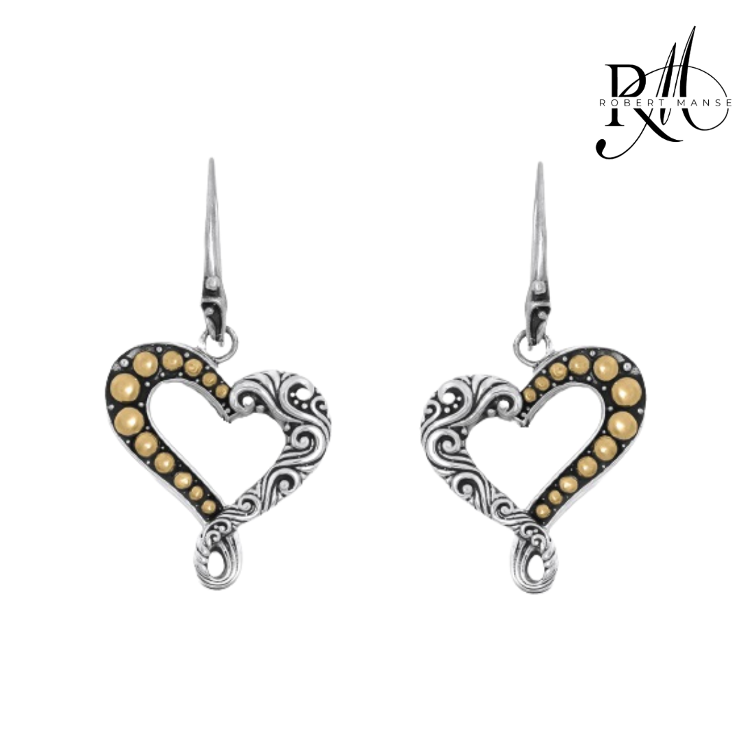 Bali RoManse Two-Tone Heart Sterling Silver & 18k Gold Earrings