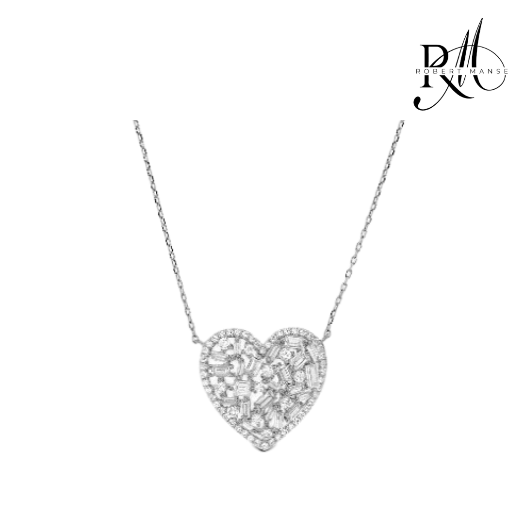 CZ RoManse Heart Cluster Pendant Necklace