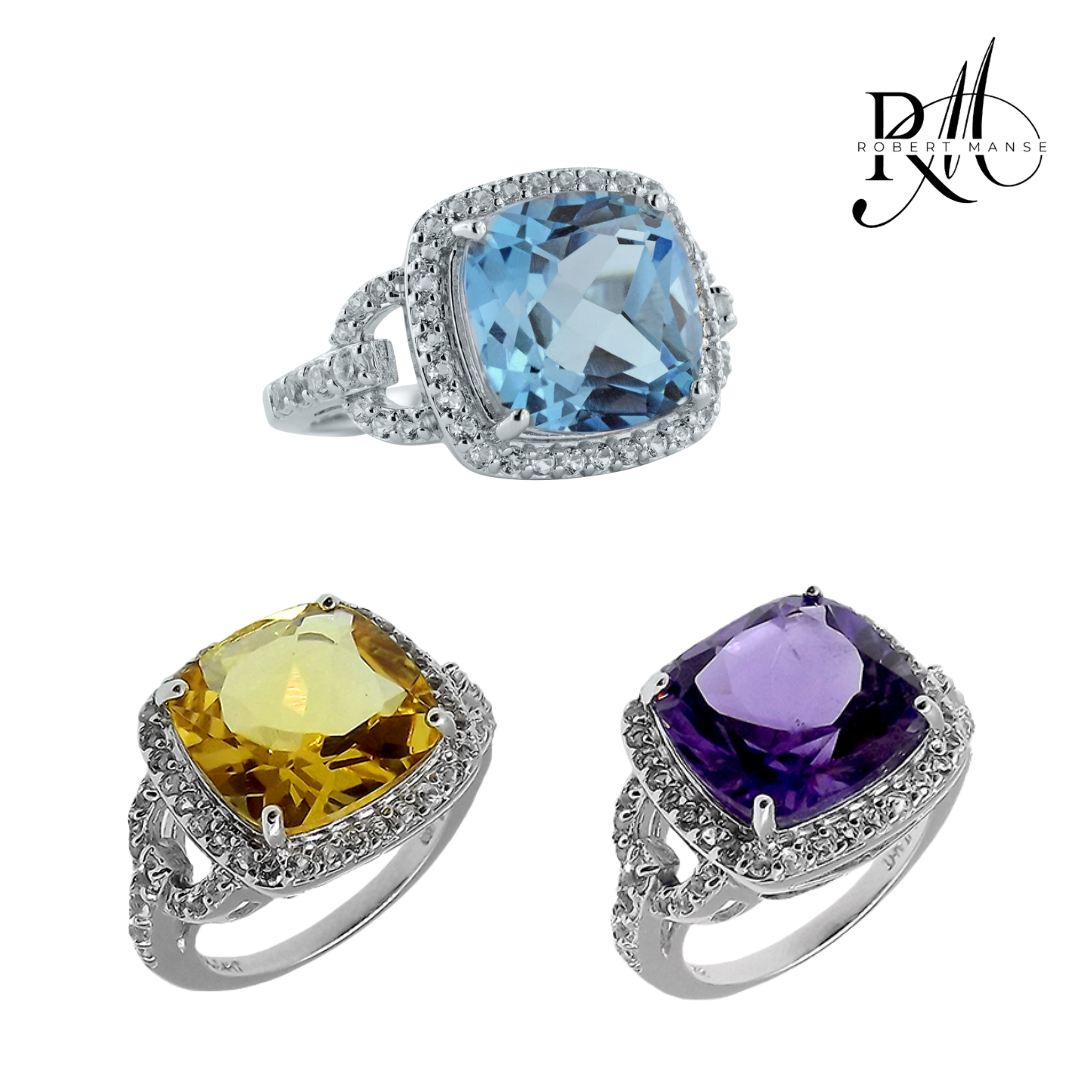 Gem RoManse Buckle Sterling Silver Cocktail Ring