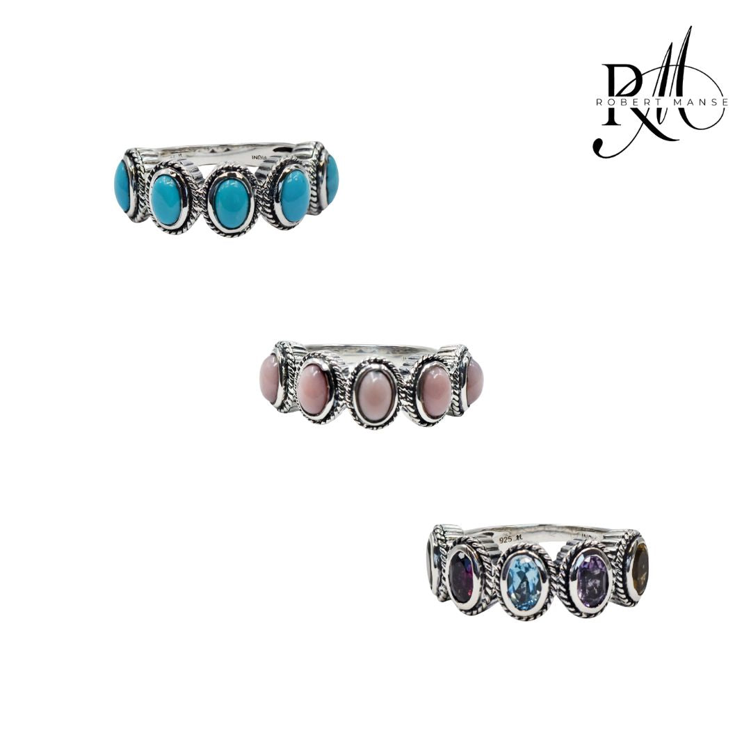 Gem RoManse 5-Stone Sterling Silver Ring