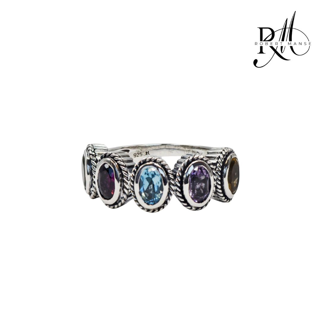 Gem RoManse 5-Stone Sterling Silver Ring