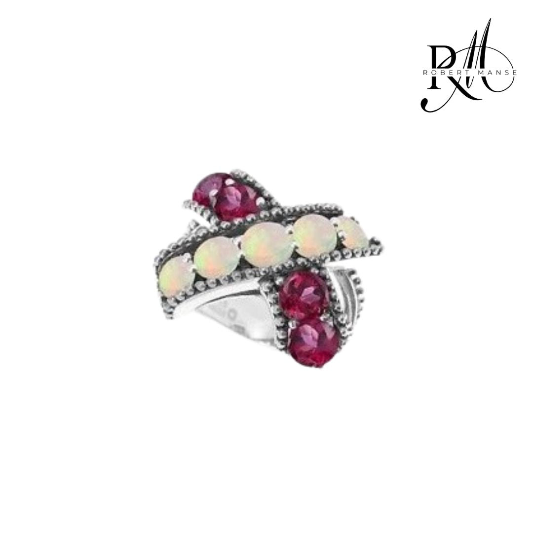 Gem RoManse "X" Multi-Stone Sterling Silver Ring