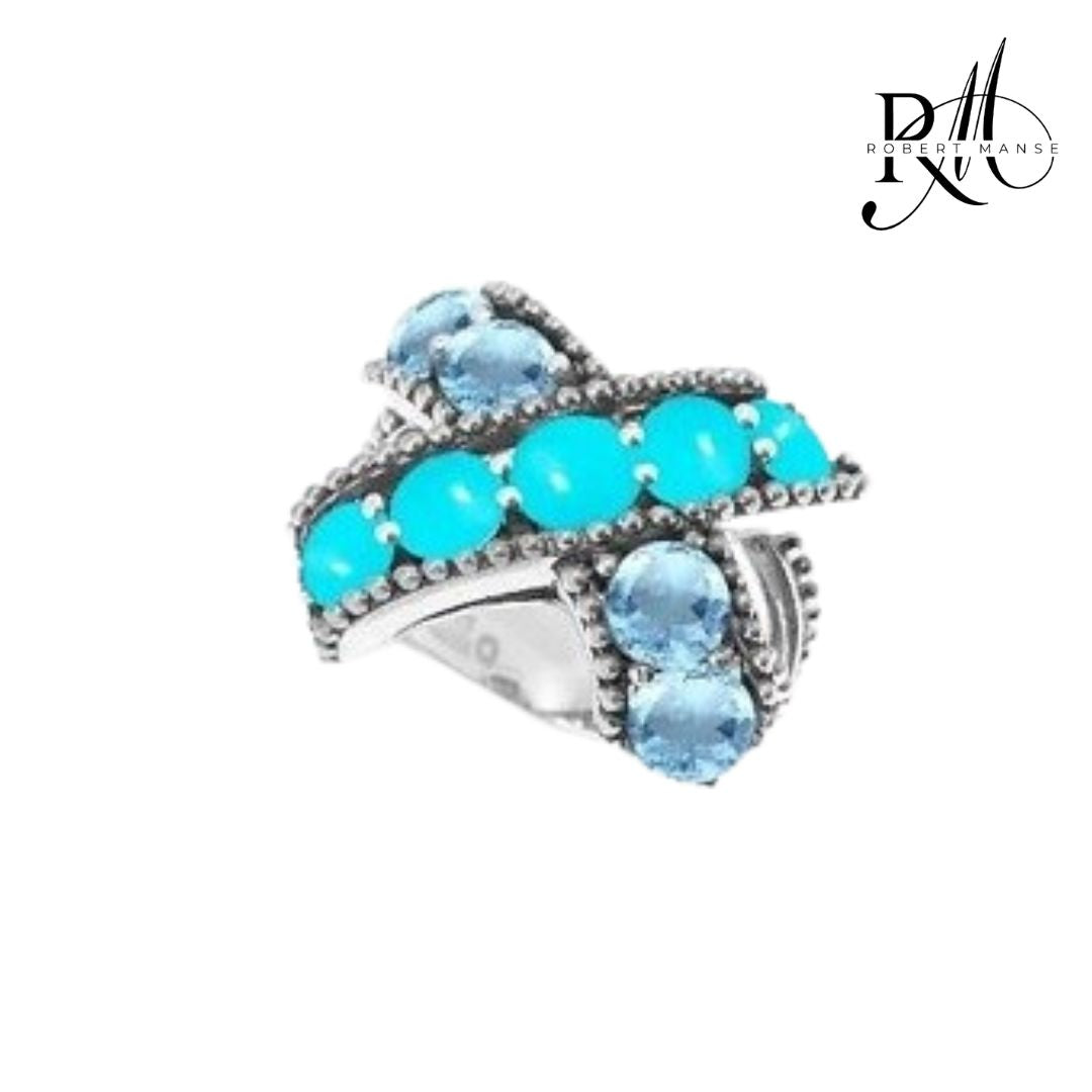 Gem RoManse "X" Multi-Stone Sterling Silver Ring