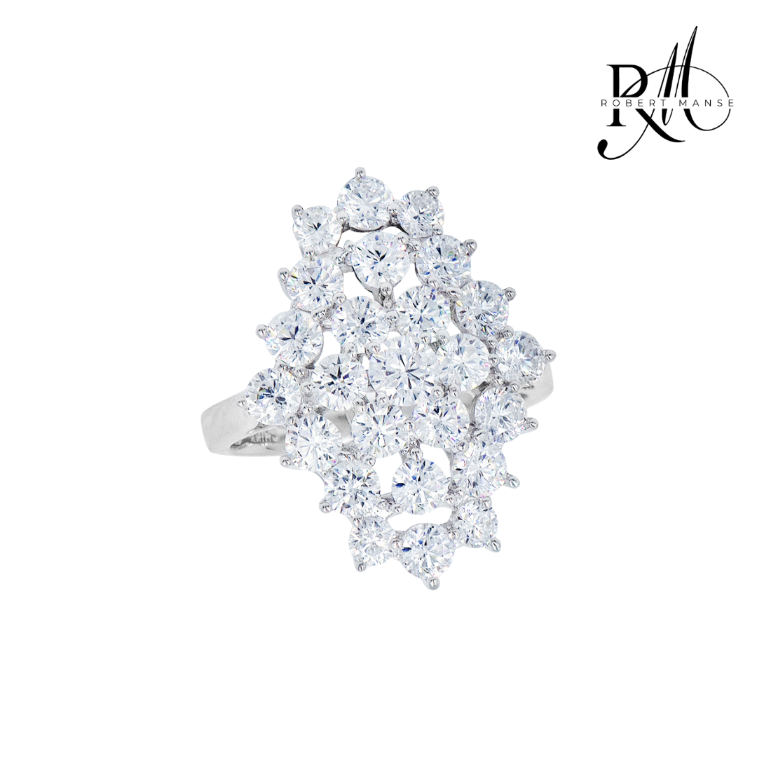 CZ RoManse Cluster Rhodium Plated Sterling Silver Ring