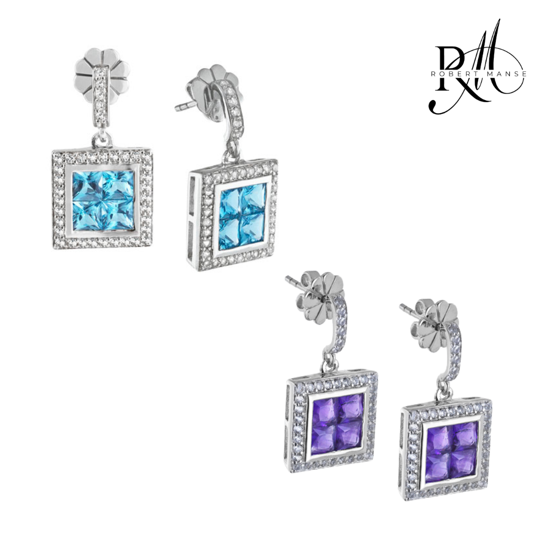 Gem RoManse Geometric Sterling Silver Drop Earrings