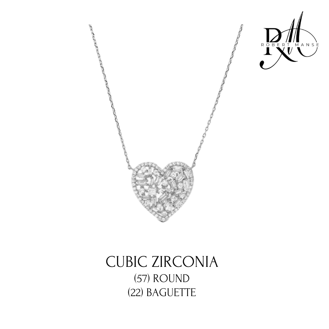 CZ RoManse Heart Cluster Pendant Necklace
