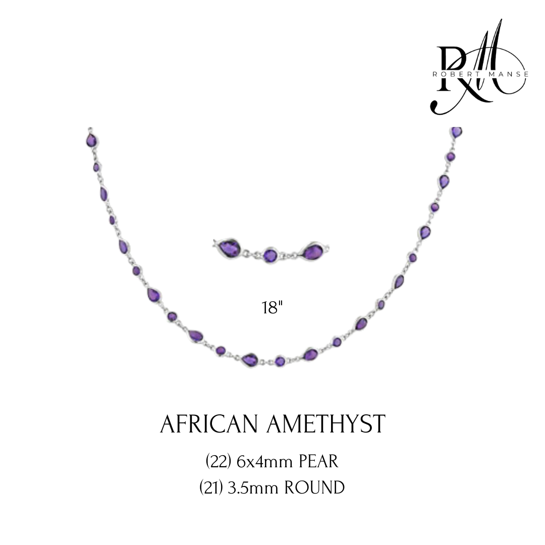 Gem RoManse Amethyst Sterling Silver Station Necklace