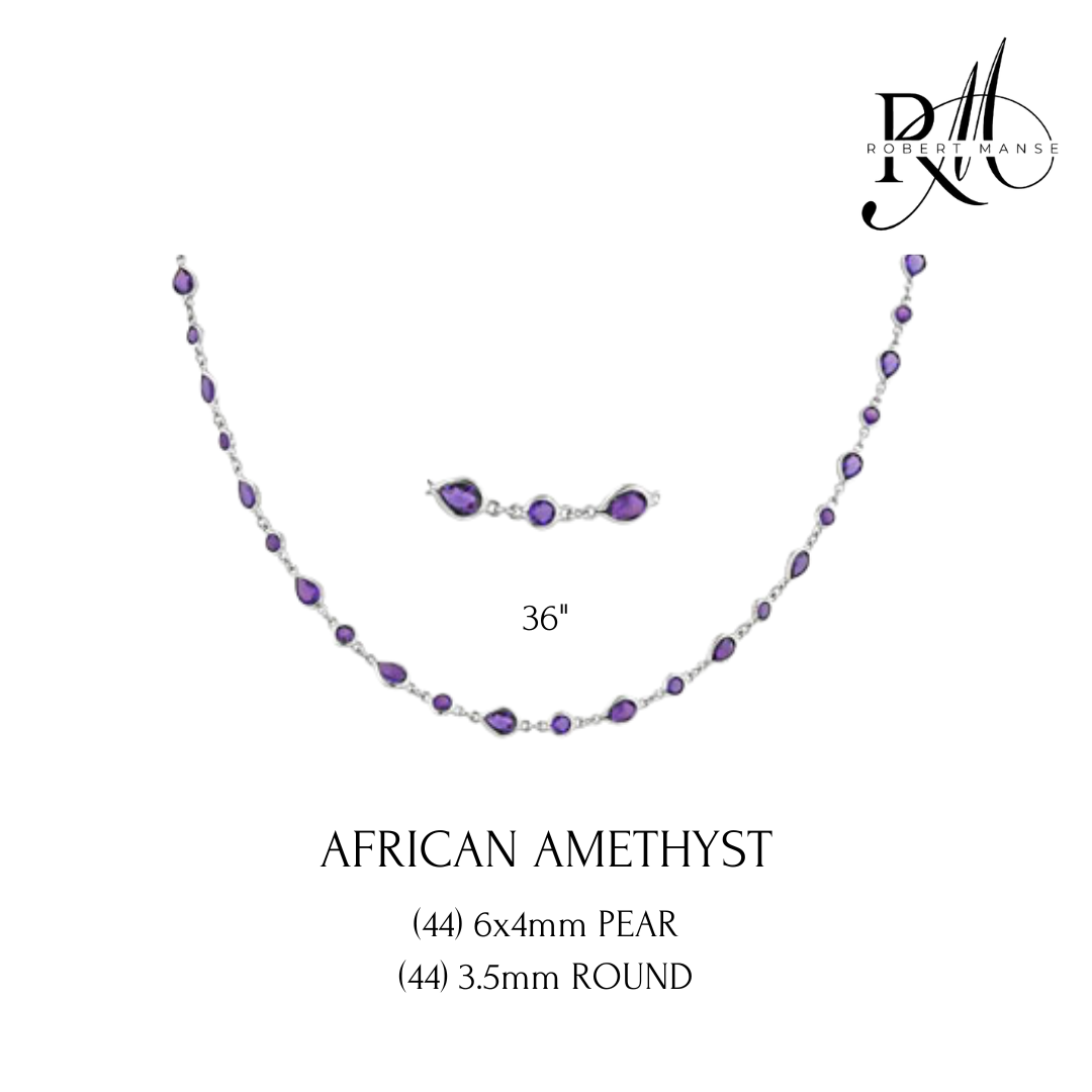 Gem RoManse Amethyst Sterling Silver Station Necklace