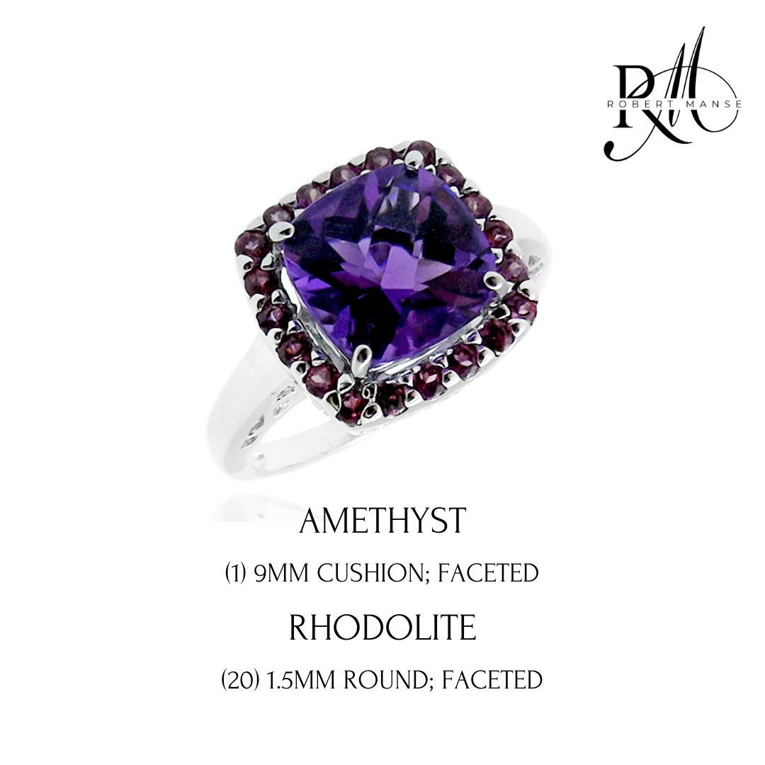 Gem RoManse Rhodium Plated Sterling Silver Cocktail Ring