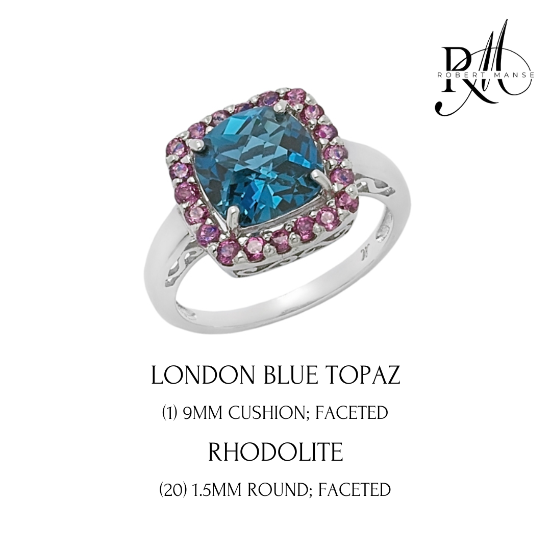 Gem RoManse Rhodium Plated Sterling Silver Cocktail Ring