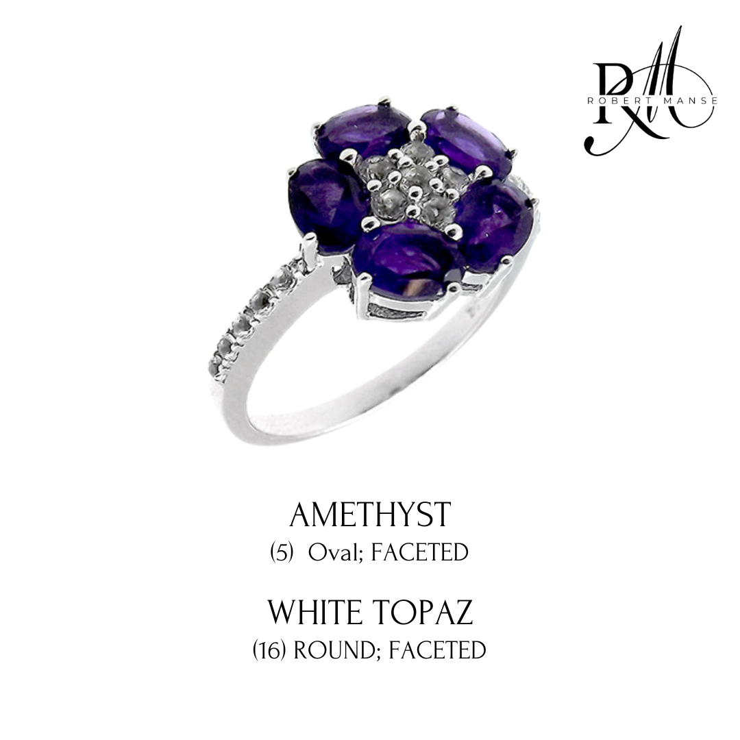 Gem RoManse Flower Multi-Gemstone Sterling Silver Ring