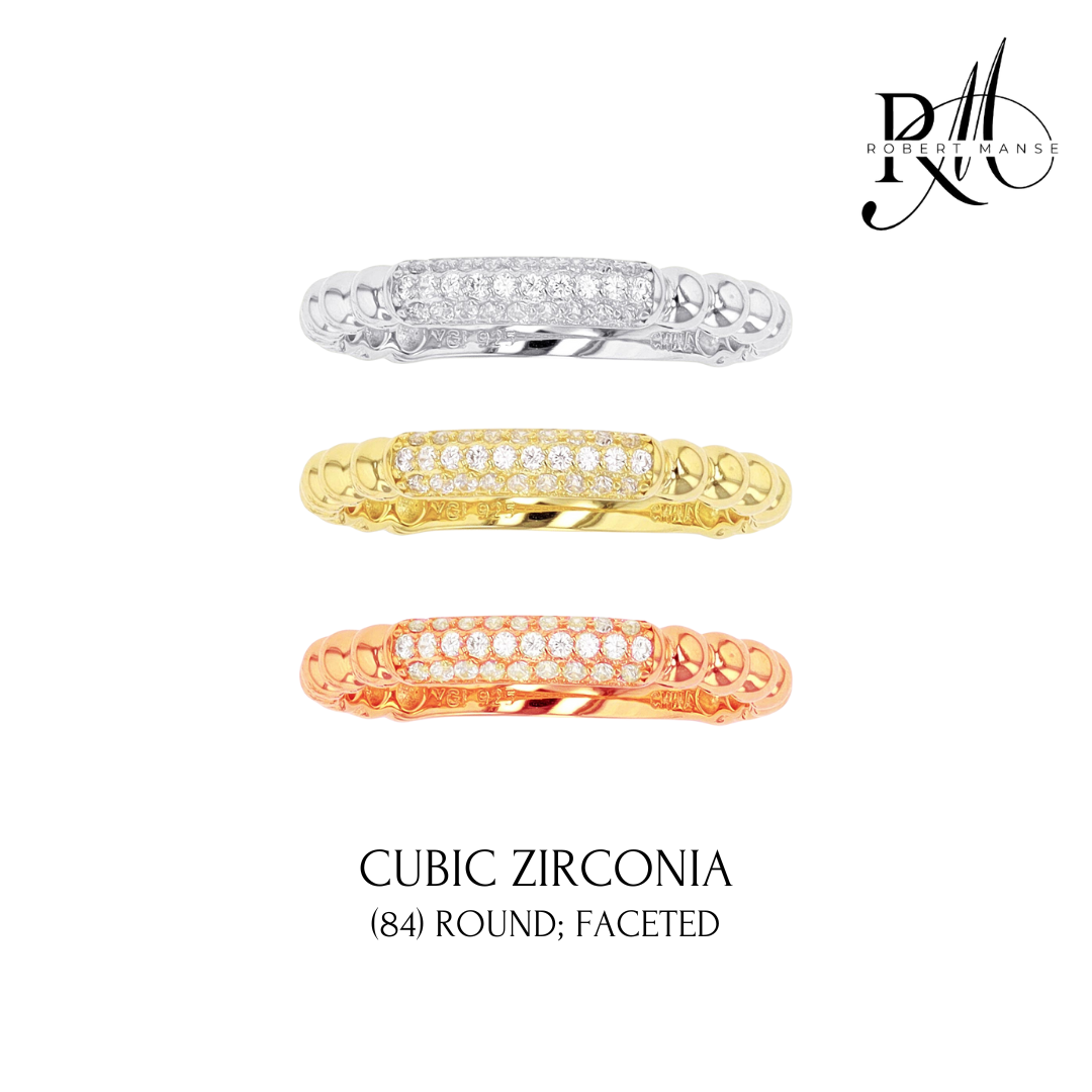 CZ RoManse Tri-Color Bubble Stack Rings
