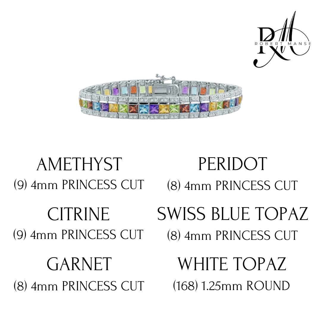 Gem RoManse Geometric Sterling Silver Tennis Bracelet