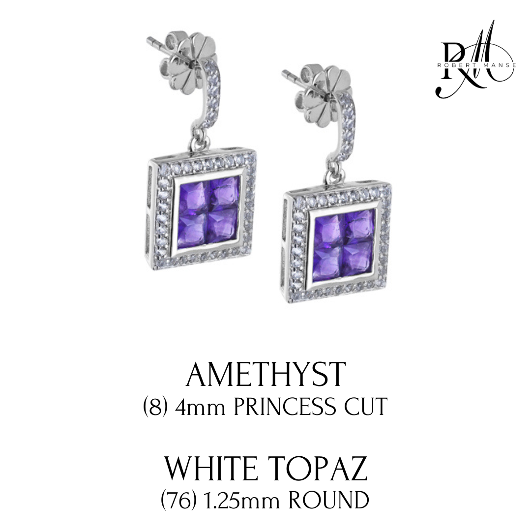 Gem RoManse Geometric Sterling Silver Drop Earrings