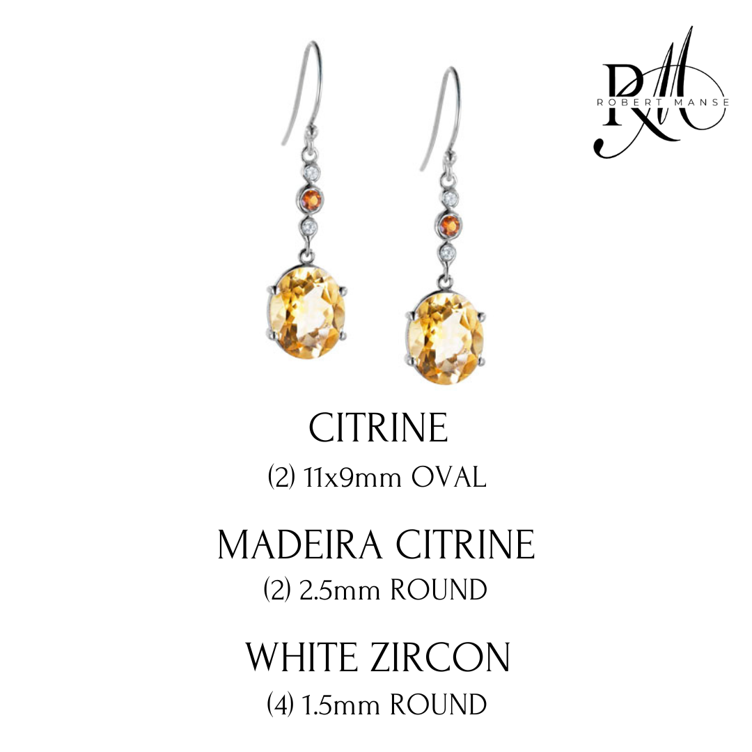 Gem RoManse Sterling Silver Oval Station Drop Earrings
