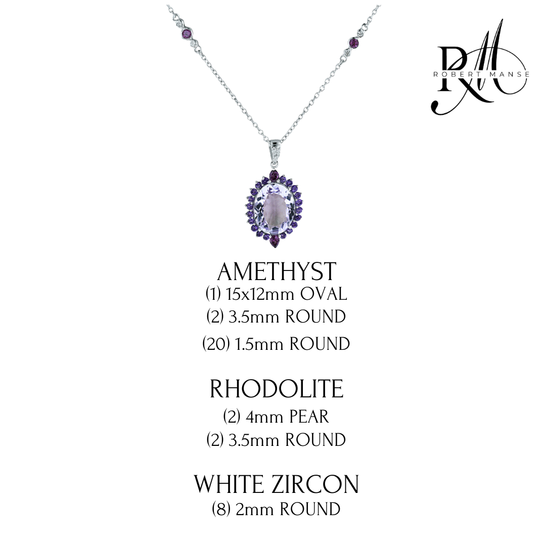 Gem RoManse Sterling Silver Oval Station Pendant Necklace