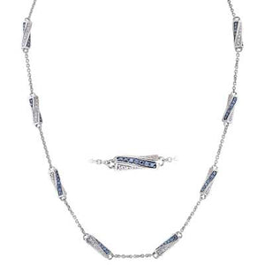 Rhodium Plated Sterling Silver Barrel Station Necklace