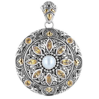 Bali RoManse Gemstone & Pearl Medallion Sterling Silver Pendant