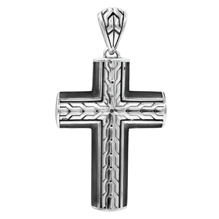 BroManse Men's Tulang Naga Pattern Cross Pendant