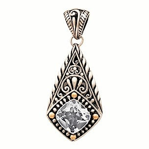 Bali RoManse Scrollwork & Cable Gemstone Pendant