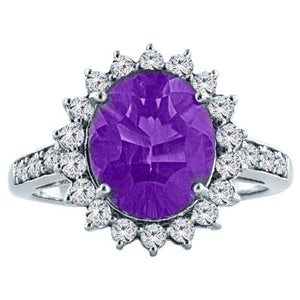 Amethyst Purple White Topaz Ring 