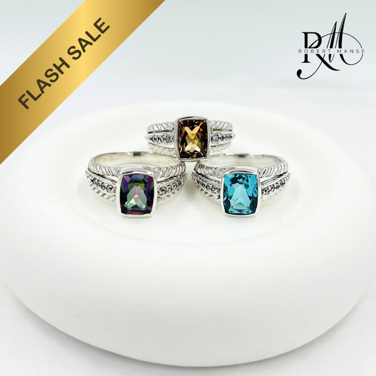 Gem RoManse Gemstone & Sterling Silver Cable Ring