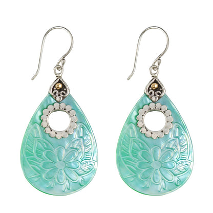 Bali RoManse Open Mother of Pearl Sterling Silver Earrings with 18K Gold Accents