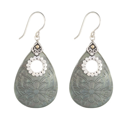 Bali RoManse Open Mother of Pearl Sterling Silver Earrings with 18K Gold Accents