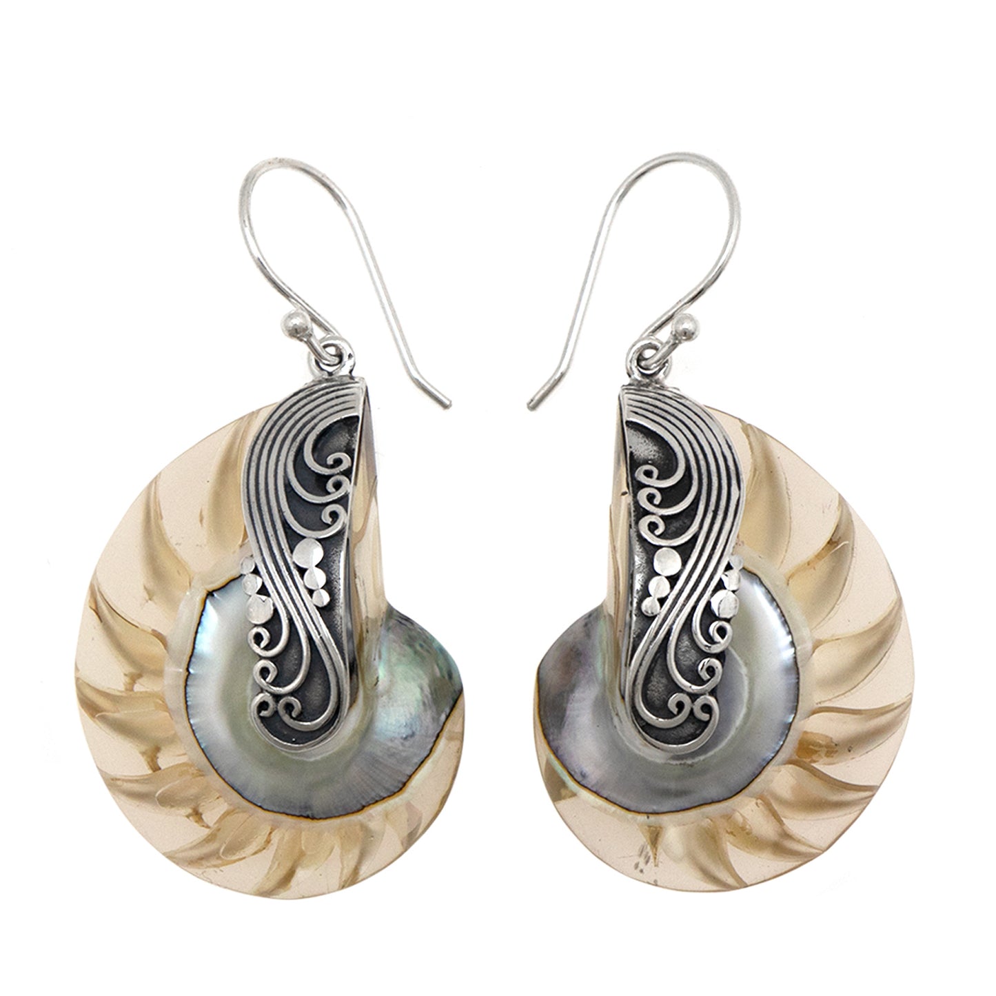 Bali RoManse Nautilus Shell Sterling Silver Earrings