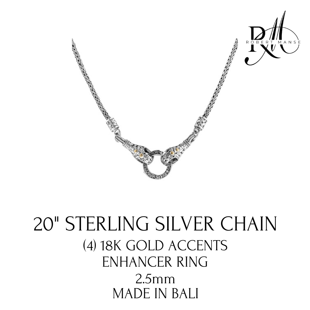 Bali RoManse Enhancer Ring Tulang Naga Sterling Silver & 18k Gold Chain