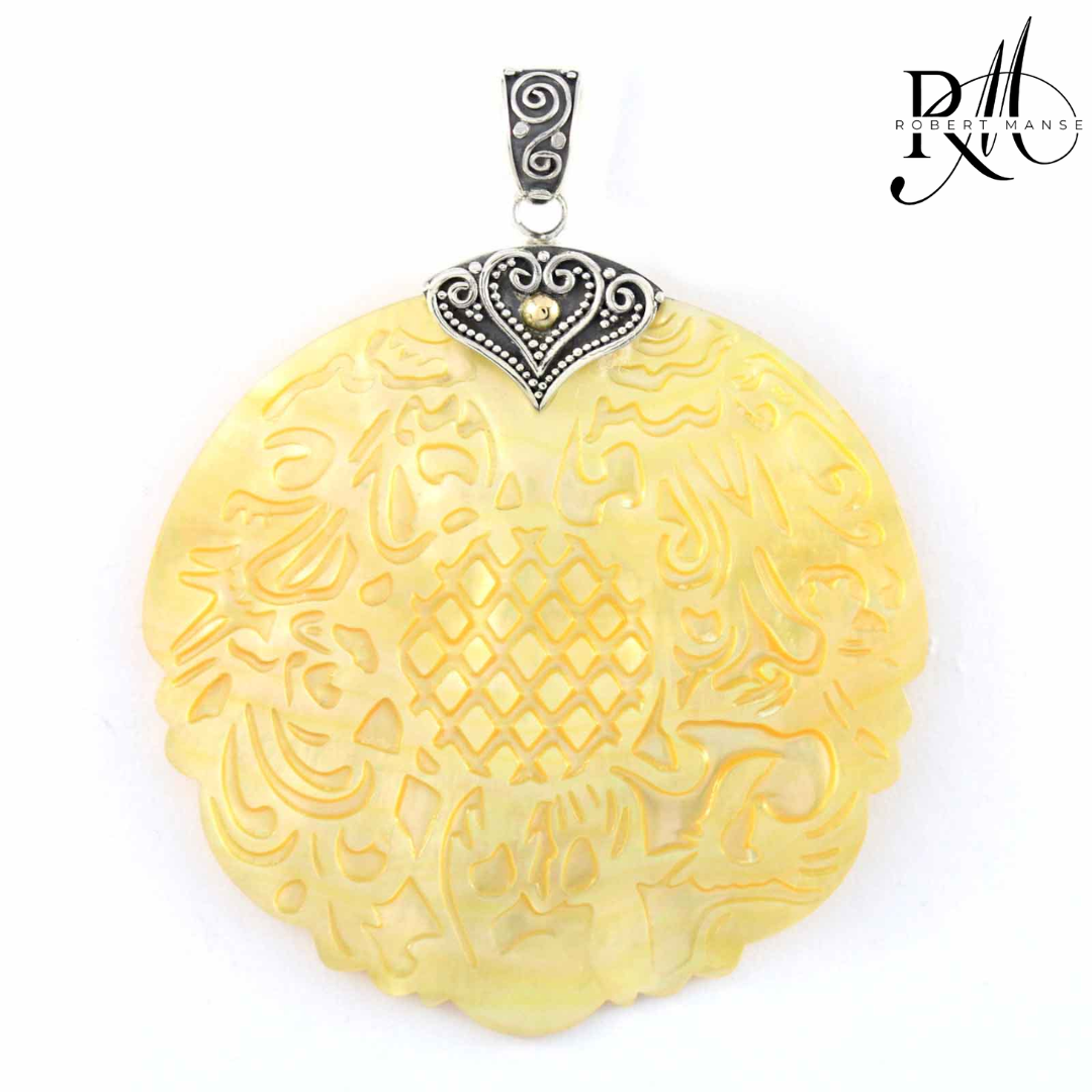 Bali RoManse Large Mother of Pearl Carved Pendant