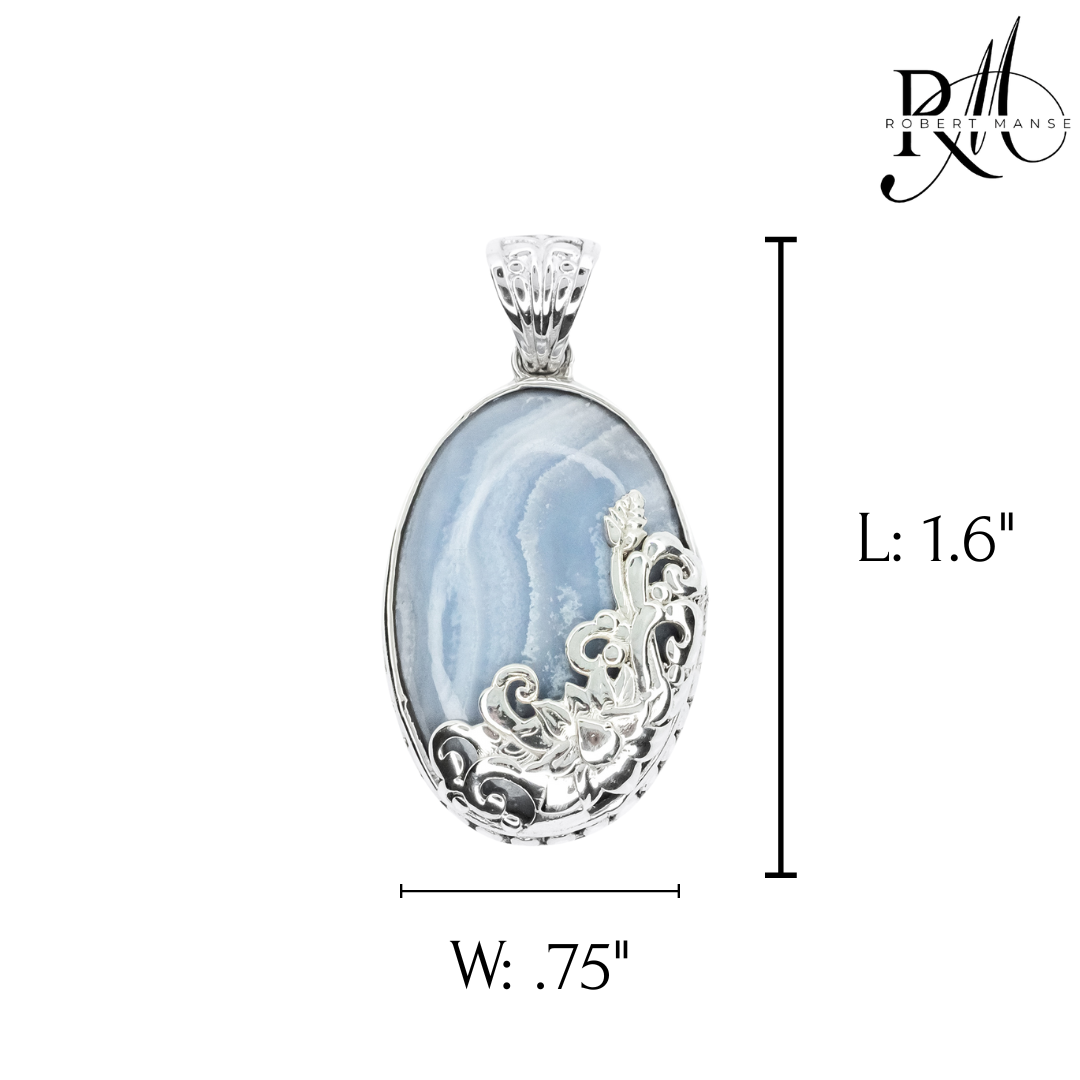 Bali RoManse Oval Floral Medallion Sterling Silver Pendant