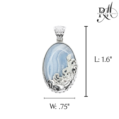 Bali RoManse Oval Floral Medallion Sterling Silver Pendant