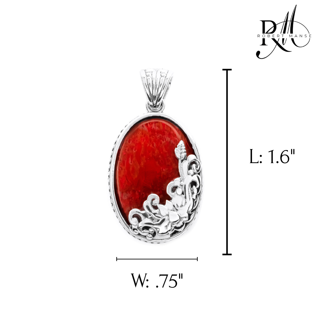 Bali RoManse Oval Floral Medallion Sterling Silver Pendant