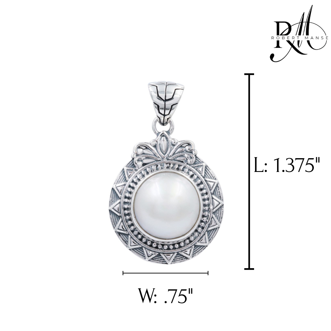 Bali RoManse Mabe Pearl Sunburst Sterling Silver Pendant