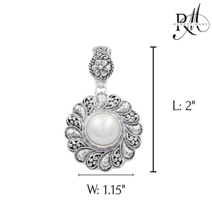Bali RoManse Mabe Pearl Scrollwork & Hammered Sterling Silver Enhancer Pendant
