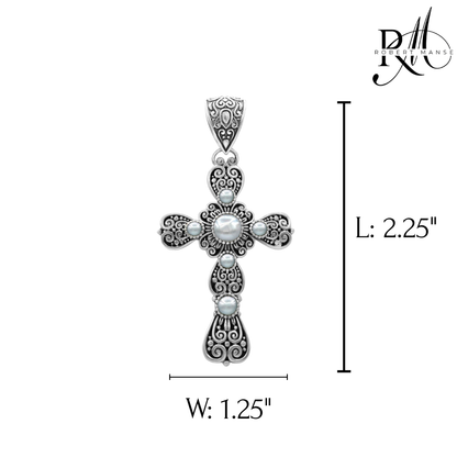 Bali RoManse Pearl Sterling Silver Cross Enhancer Pendant