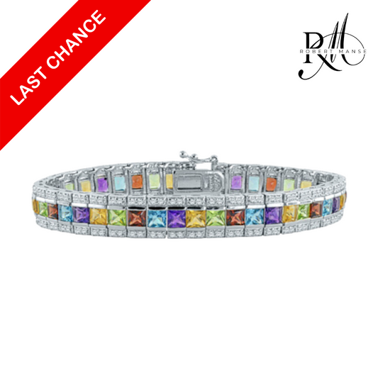 Gem RoManse Geometric Sterling Silver Tennis Bracelet