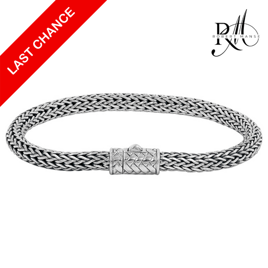 BroManse Men's Sterling Silver Woven Bracelet
