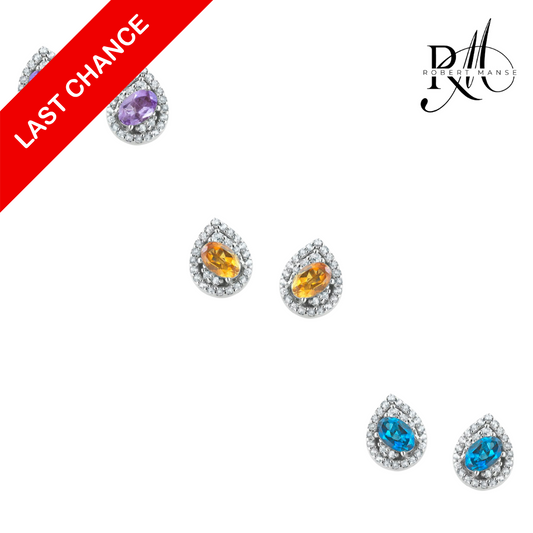 Gem RoManse Pear Shaped Multi-Gemstone Sterling Silver Stud Earrings