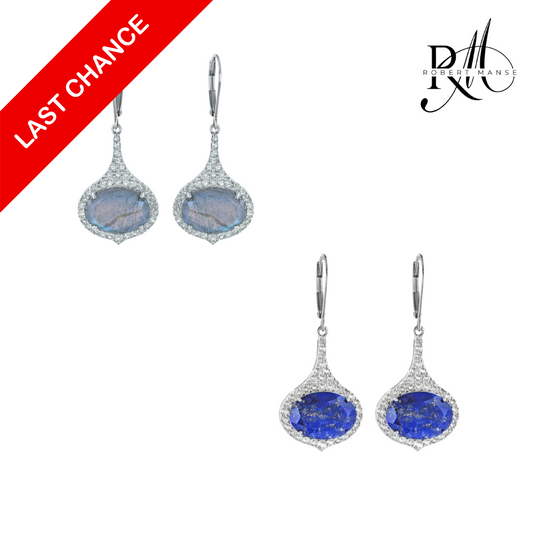 Gem RoManse East West Oval Sterling Silver Leverback Earrings