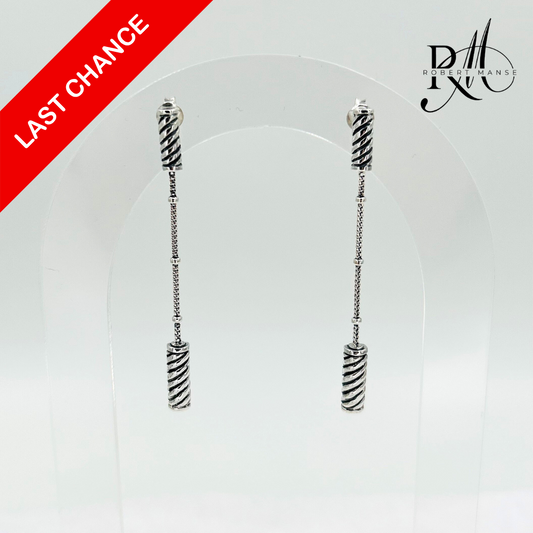 Gem RoManse Twisted Cable Sterling Silver Dangle Earrings