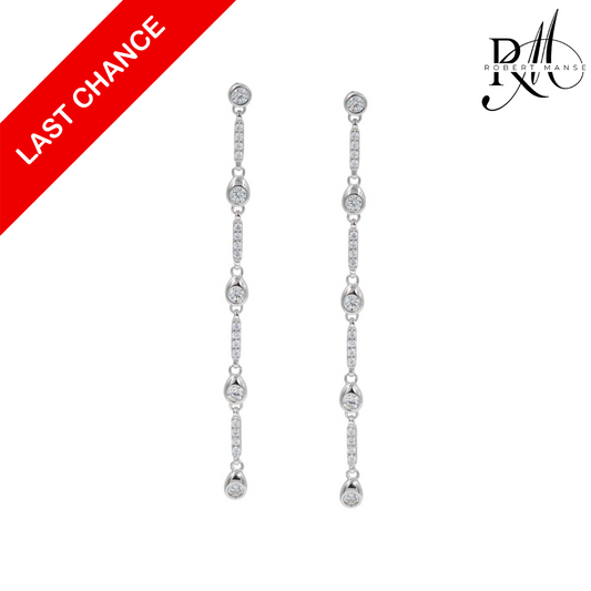 CZ RoManse Shoulder Duster Sterling Silver Earrings