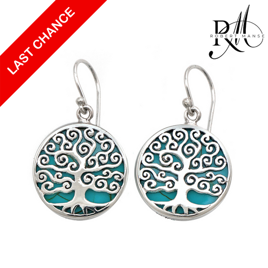 Bali RoManse Turquoise Resin & Sterling Silver Tree of Life Earring