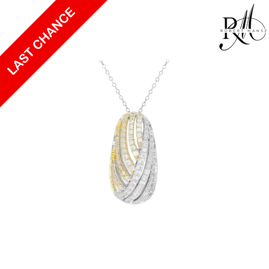 CZ RoManse Two-Tone Overlapping Oval Rhodium Plated Necklace