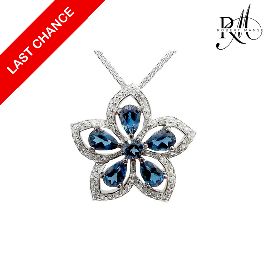 Gem RoManse Flower Sterling Silver 18” Pendant Necklace