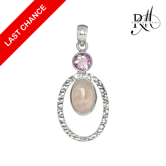 Bali RoManse Rose Quartz & Amethyst Sterling Silver Pendant