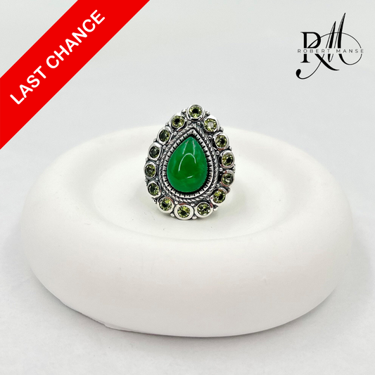 Gem RoManse Jade & Peridot Sterling Silver Cocktail Ring